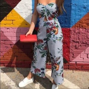 JoJo Fletcher Emmalynn Crop Cutout Floral Jumpsuit